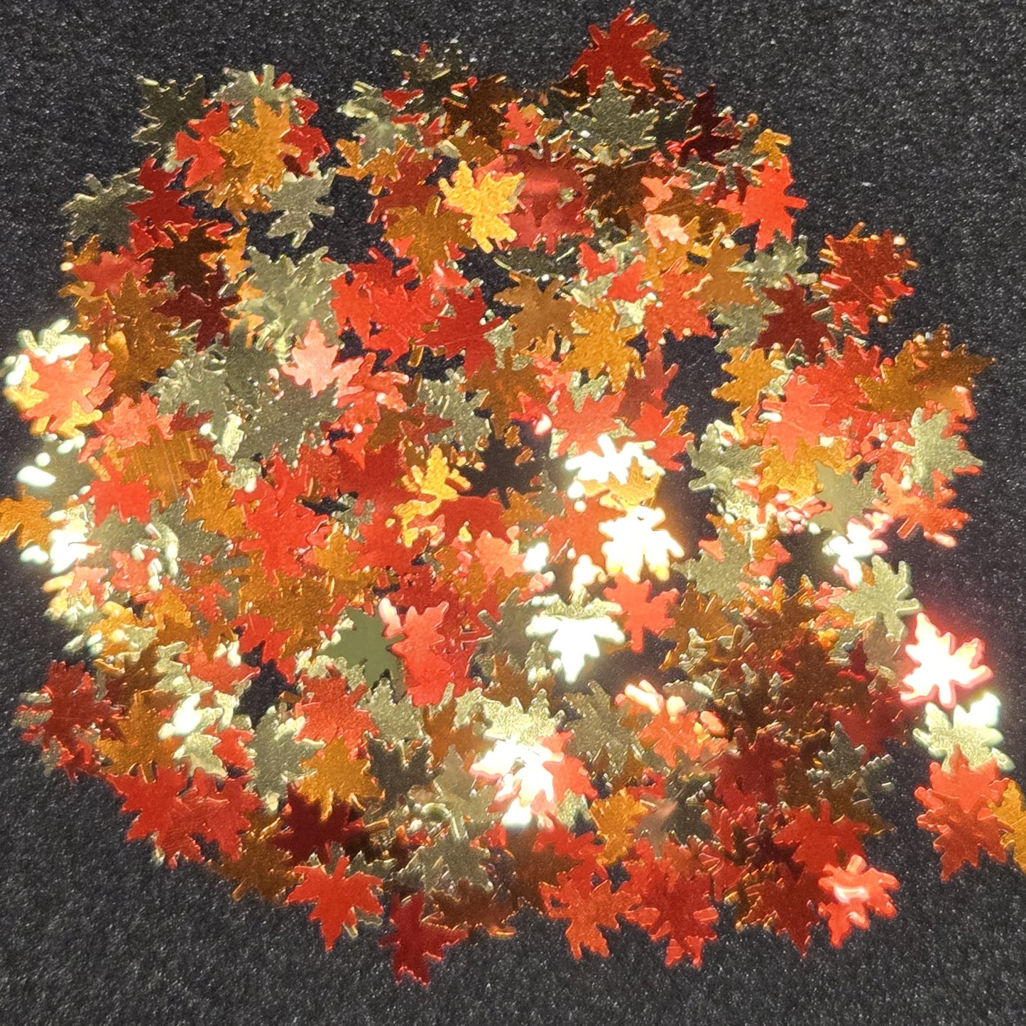 Accent Glitter - Autumn (Fall) Leaves (Metallic Red, Copper and Gold)