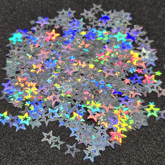 Accent Glitter - Hollow Stars (Holographic Silver)