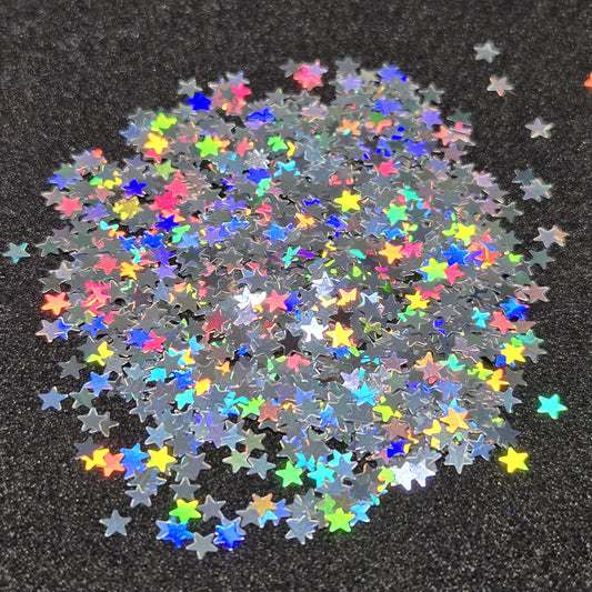 Accent Glitter - Stars (Holographic Silver)