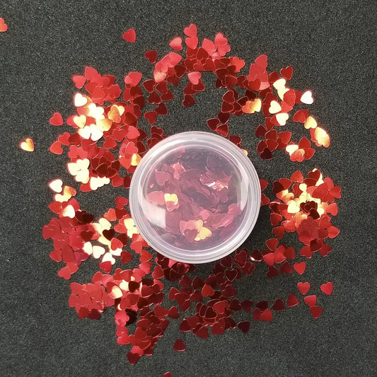 Accent Glitter - Hearts (Metallic Red)